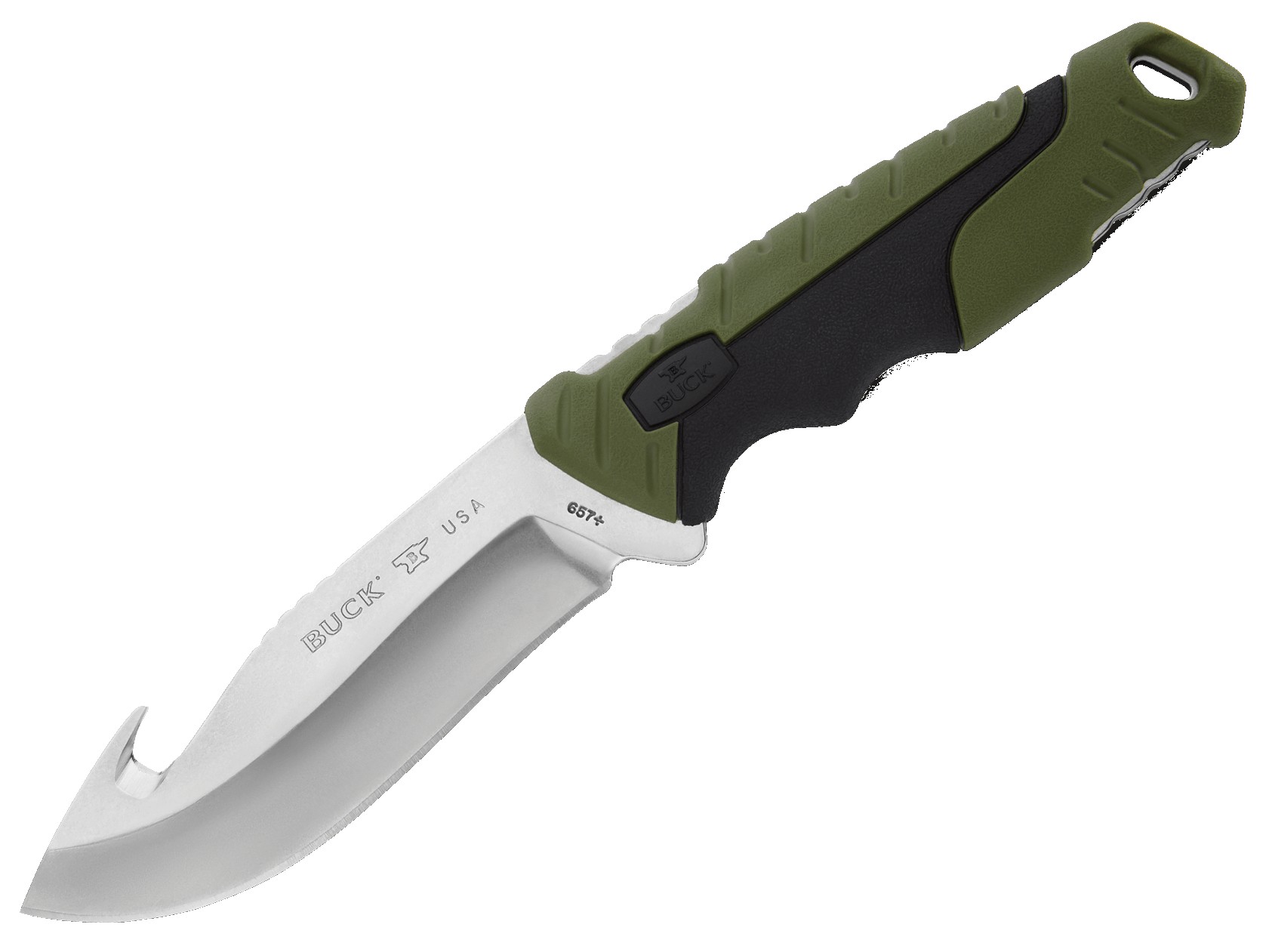 BUCK 657 LARGE PURSUIT GUTHOOK KNIFE GEEN/BLACK