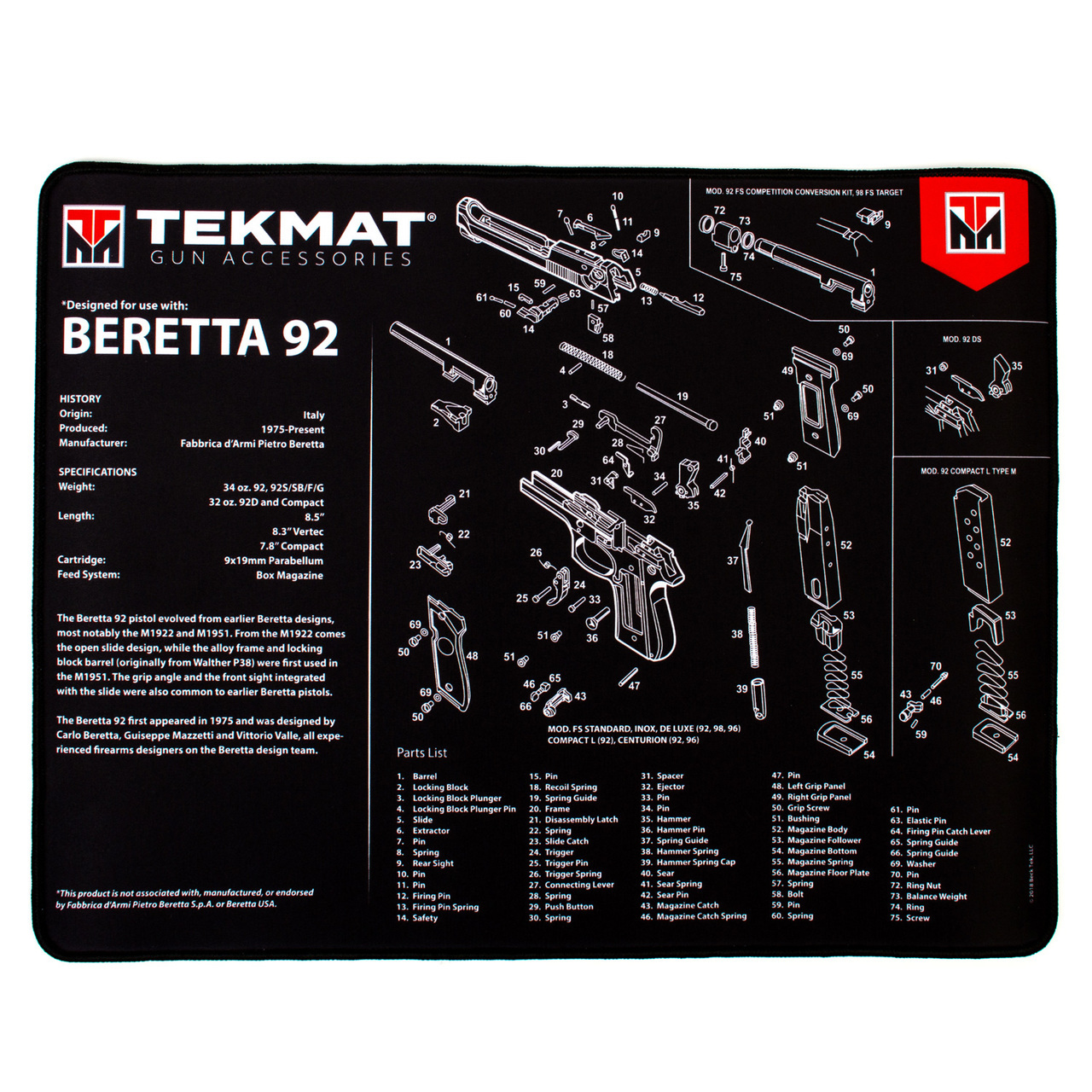 IEROČA KOPŠANAS PAKLĀJIŅŠ TEKMAT BERETTA 92 ULTRA 20 PREMIUM
