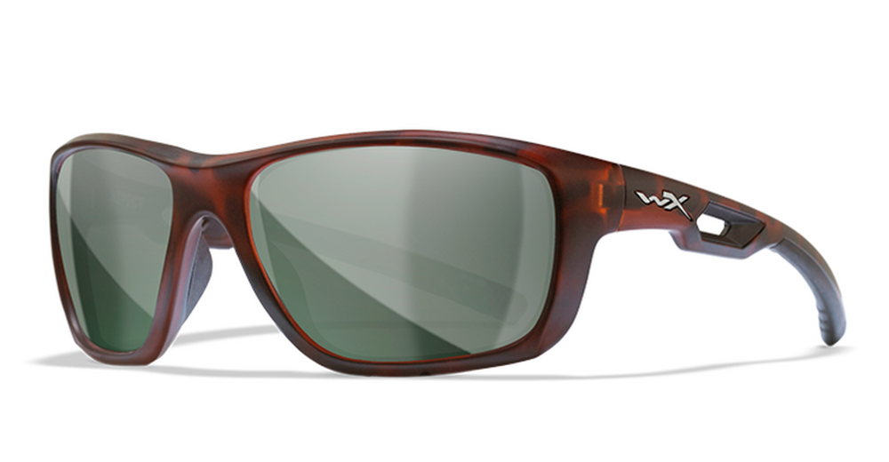 WILEYX ASPECT SUNGLASSES POLARIZED GREEN PLATINIUM FLAME MATTE DEMI FRAME
