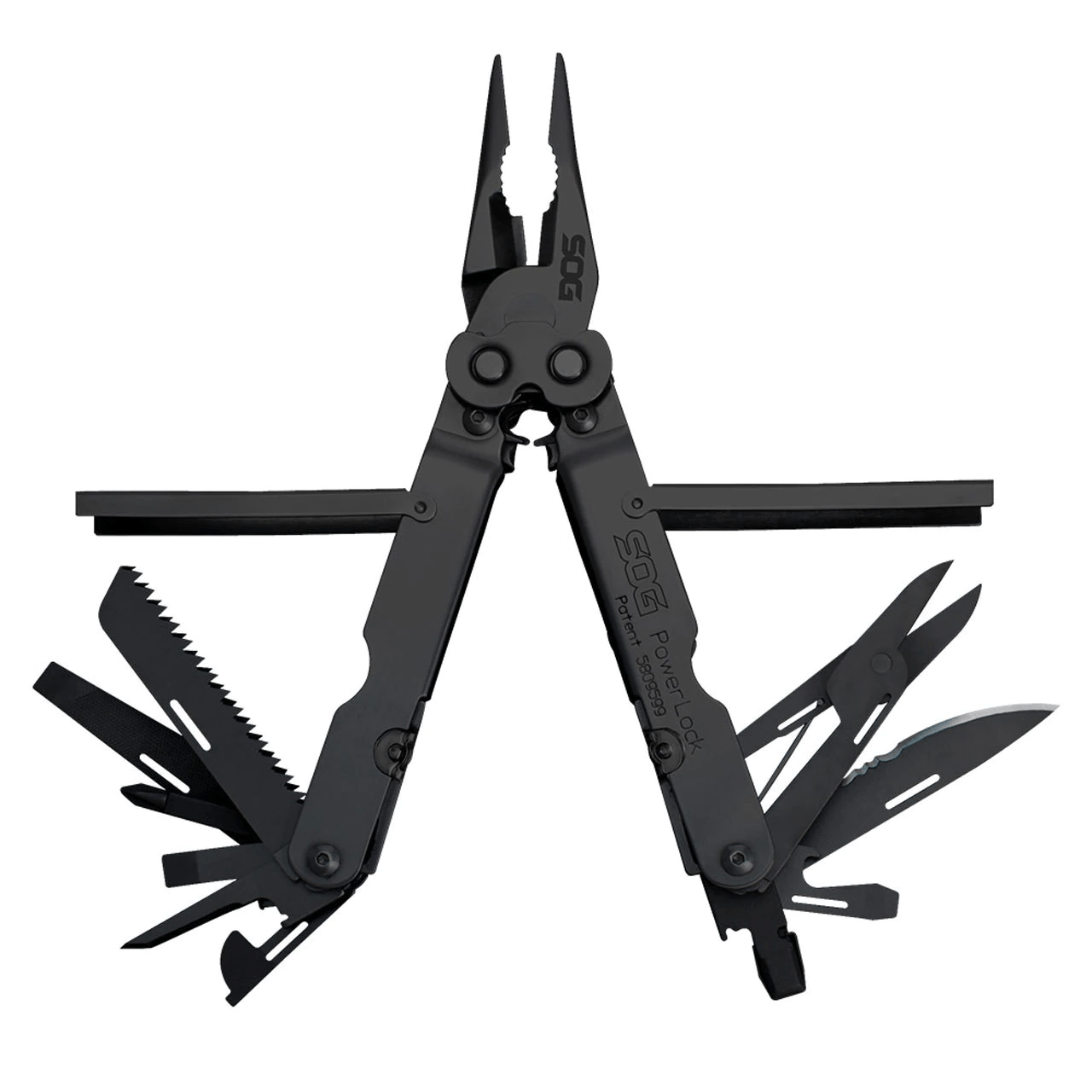 DAUDZFUNKCIONĀLAIS INSTRUMENTS SOG POWERLOCK BLACK AR ŠĶĒRĒM