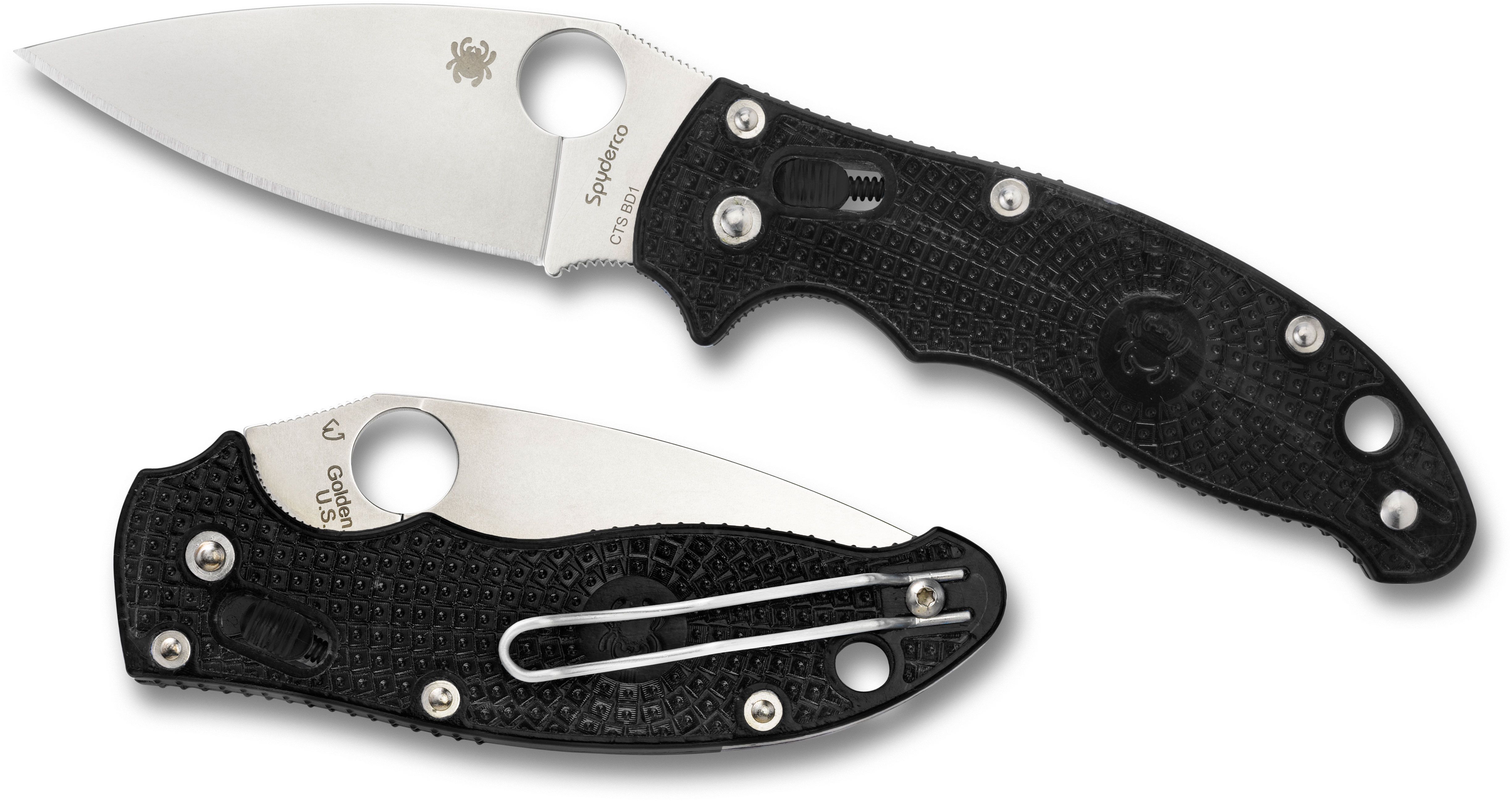 SPYDERCO MANIX 2 LIGHTWEIGHT BLACK PLAINEDGE FOLDING KNIFE