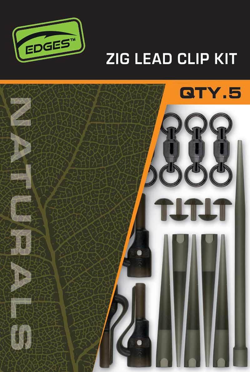 FOX ZIG LEAD CLIP KIT EDGES NATURALS 5X5 PCS