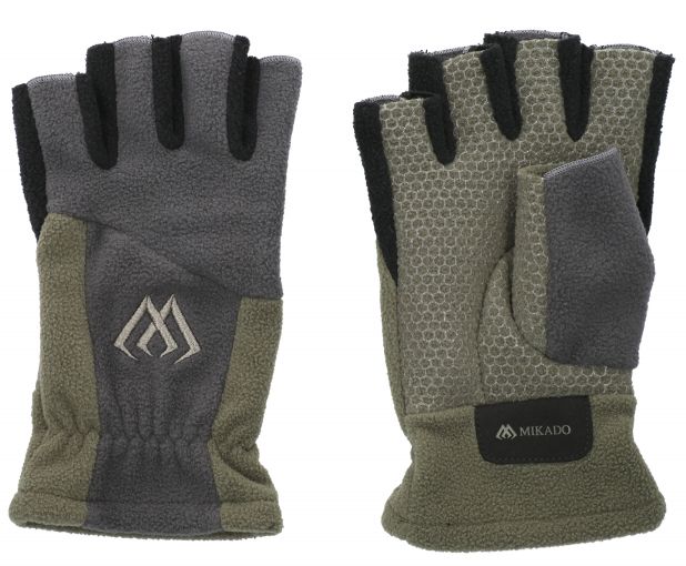 MIKADO FLEECE FISHING GLOVES GREEN/GREY