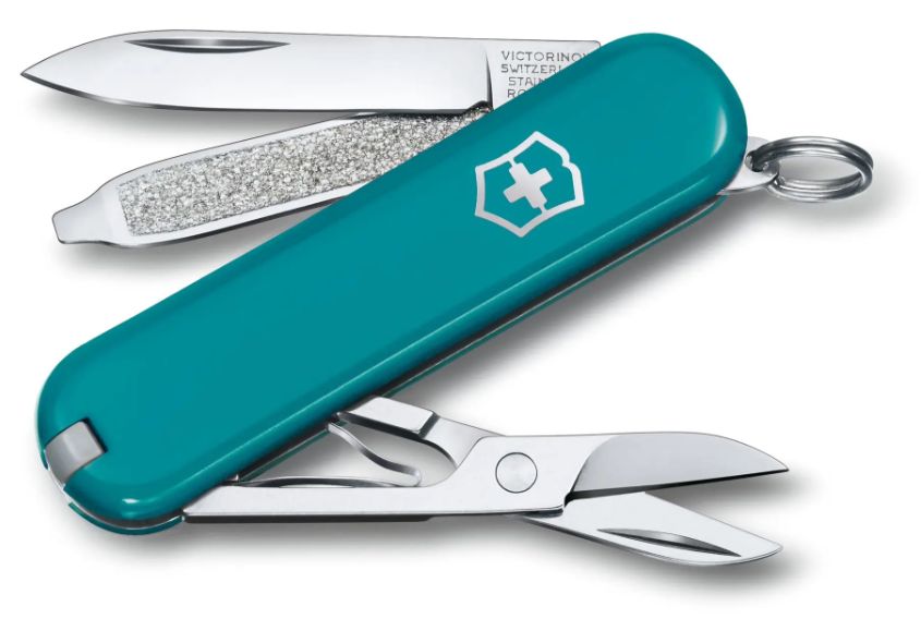SALIEKAMAIS NAZIS VICTORINOX CLASSIC SD IN MOUNTAIN LAKE